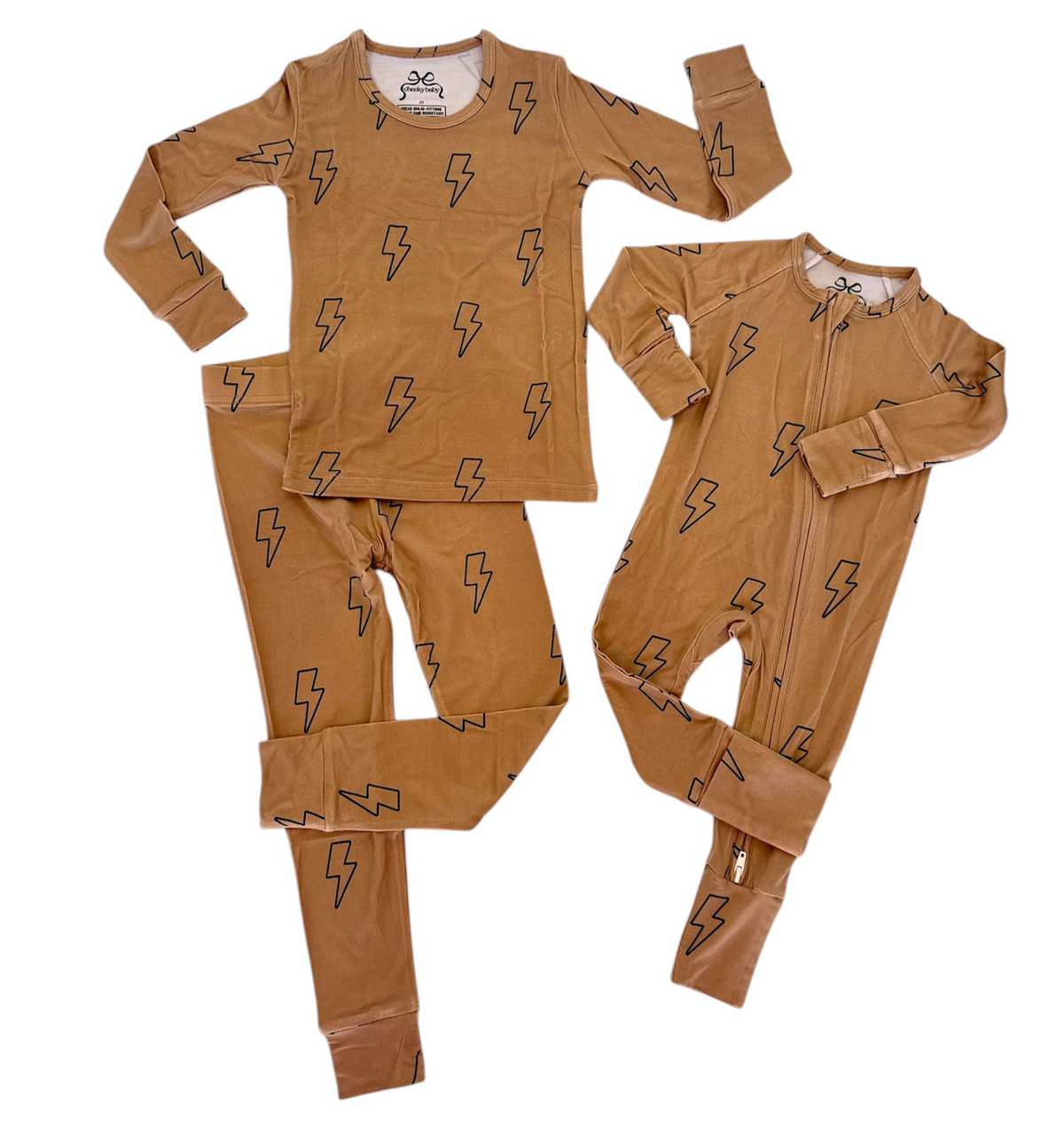 Neutral Lightning Bolt | Zippered Romper