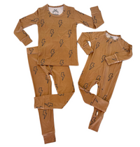 Neutral Lightning Bolt | Zippered Romper
