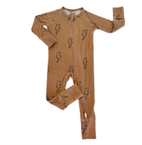 Neutral Lightning Bolt | Zippered Romper